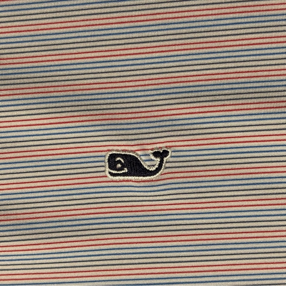 Vineyard Vines Sankaty Polo Red Blue White Stripe Performance XXL - Picture 4 of 9